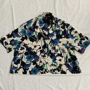 TOPSHOP Floral Crop Blouse